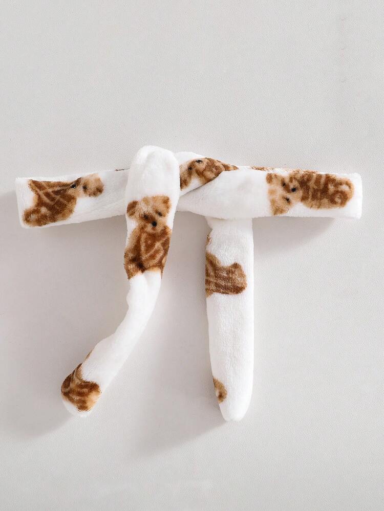 Hooded Bathrobe With Bear Print