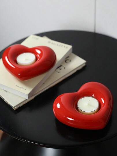 Joivida 1 pieza Soporte para vela con forma de corazón de estilo nórdico, de cerámica creativa, disponible en acabado mate y brillante. Sirve como soporte para velas en cenas a la luz de las velas, como accesorio festivo, como adorno decorativo para el hogar. Ideal para Navidad, San Valentín, Ramadán y otros festivales.