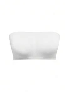 Snug Zone 5pcs Plus Size Women's Solid Color Pleated Bandeau Bra & Wireless Bra Set