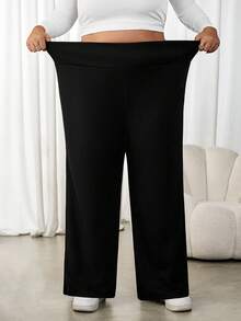 SHEIN CURVE+ 加大码女式加热面料毛绒衬里高弹力基本款修身打底裤，适合冬季保暖