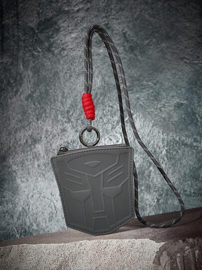 Transformers X SHEIN 1pc PU Leather Logo Pattern Coin Purse With Lanyard, Suitable For Storing Coins, Keys, Personal Items, Unisex Design,  Autobot Logo,Gift Ideas