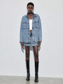 Maija Women's Washed Denim Jacket, Suitable For Urban Commuting, Business Casual, Autumn/Winter