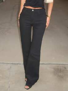 Sydney Algeri 高腰丹寧鈴擺褲 - 黑色 - 查看 4