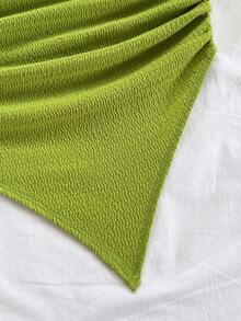 Soleia 新款夏季女士不对称下摆斜肩扭结针织上衣，适合海滩、波西米亚风、度假、复古、节日、情人节、圣诞节等场合，百搭实用，也适合音乐节和通勤穿着。 - 綠色 - 查看 7