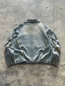 AXEPEAK Men's Long Sleeve Casual Washed Shirt Jacket, Stylish Lapel Collar - Blue - View 2