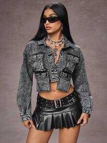 Jeanoix Women's Denim Jacket With Fur Collar And Pockets