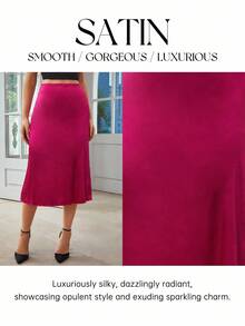 SHEIN Clasi Chân váy thời trang nữ màu trơn, cạp cao, thanh lịch, có bèo nhún. - Màu Hồng Tươi - Xem 6