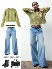 Maija Áo len dài tay ngắn cổ tròn màu xanh lá cây dành cho nữ Áo len Giáng sinh Trang phục Halloween năm mới Áo len Giáng sinh Quần áo thu đông dành cho nữ - màu xanh lá - Xem 3