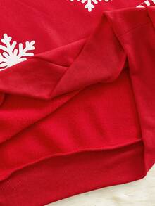 HIMLAND Áo nỉ dài tay nam kiểu dáng thường ngày in họa tiết bông tuyết, phong cách sang trọng đón năm mới. - Đỏ - Xem 8