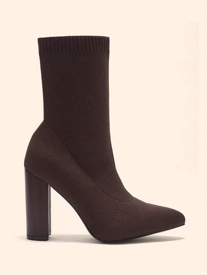 CUCCOO BASICS Women's Pointed Toe Fashion Daily Wear High Heel Mid-Calf Boots For Christmas