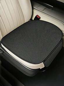 1/3PCS Universal Car Seat Cushion Summer Thin Woven Viscose Cooling Breathable Soft Comfort Anti Slip Front Rear Seat Cover For Driving Commuting Travel Auto Accessories - Black - View 8