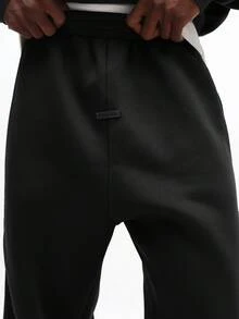 SUMWON Men Hoodie Co-Ord Set Oversized Pullover With Loose Fit Sweatpants White Piping Detail Winter Loungewear Matching Tracksuit - Black - View 6