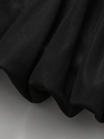 Firerie Kids Firerie Kids Tween Girl Elegant Off Shoulder Color Block Lantern Hem Ruched Fitted Party Dress, Exaggerated Ruffle Hem Party Dress, Black Tween Dresses Puff Sleeve Teen Girl Spring Dress Puff Sleeves Girl Black Elegant Dress Girls Off The Shoulder Dress