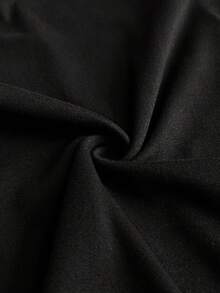 SHEIN PETITE CURVE 大码女式撞色西装领长袖修身连衣裙 - 黑與白 - 查看 8