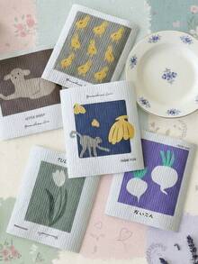 Joivida 1块清洁吸水洗碗布，不掉毛，防油，可爱卡通图案，厨房百洁布