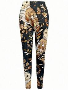 EMERY ROSE Thanksgiving Women's Leggings, Suitable For Daily Life, Parties, And Holidays - Spring/Summer/Autumn, Machine Washable Or Hand Washable - Multicolor - View 2