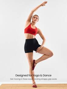 GLOWMODE 3 Pairs Yoga & Pilates Non-Slip Grip Socks With Seamless Toe Construction Yoga Daily - Red You - View 5