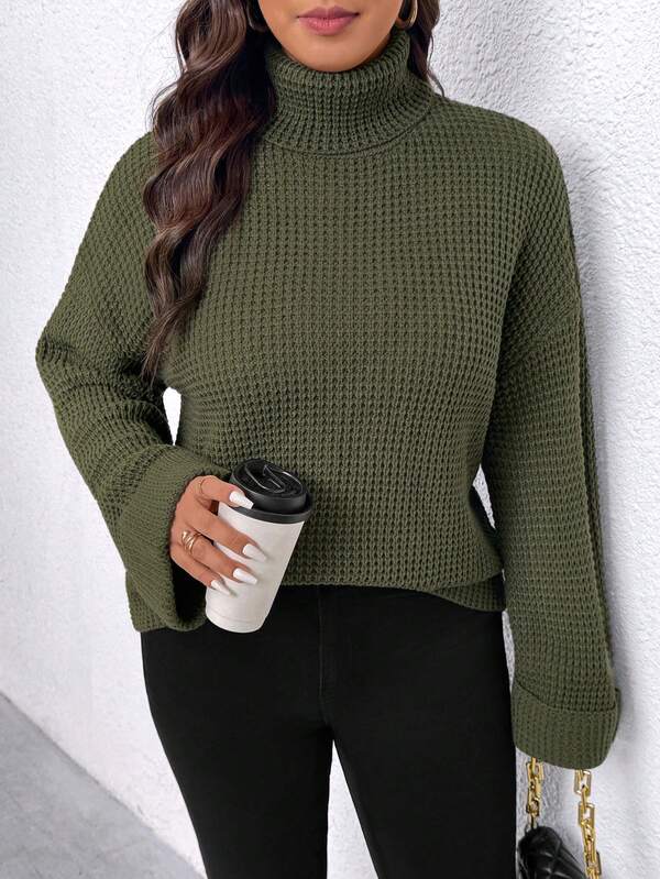 EMERY ROSE Suéter de cuello alto para mujer de talla grande