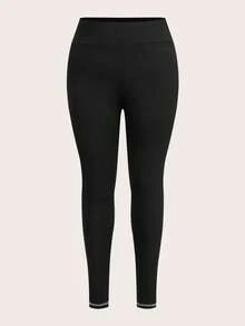SHEIN Essnce 大码女式打底裤三件套，黑色紧身裤，保暖女式打底裤，女式长裤，冬季女式打底裤 - 彩色 - 查看 4