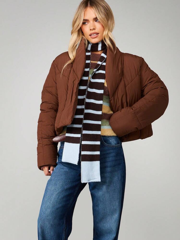 MISSGUIDED Kurze Steppjacke mit Reißverschluss