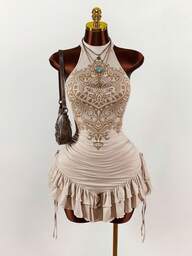  Y2K Amplova Ruffled High Neck Asymmetrical Hem Cinched Waist Mini Dress Goddess Dress Slaydiva Dress Gatsby Style Dress Dance Dress Luxury Dress Christmas Outfit For Women New Year Dress