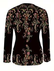 EMERY ROSE Plus Size Women Floral Allover Print And Embroidered Zip-Up Top - Multicolor - View 2