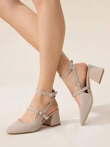 CUCCOO BASICS Fashionable Elegant Commuter Minimalist High Heel Sandals For Christmas - Apricot - View 7