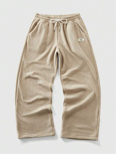 Street Life Men's Letter Graphic Drawstring Waist Pockets Wide Leg Loose Casual Pants