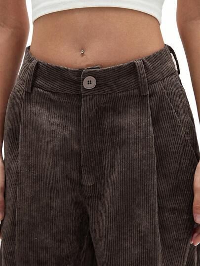 Aveloria Affinna Pantaloni casual dritti vintage da donna, verde oliva, design in velluto leggero, primavera