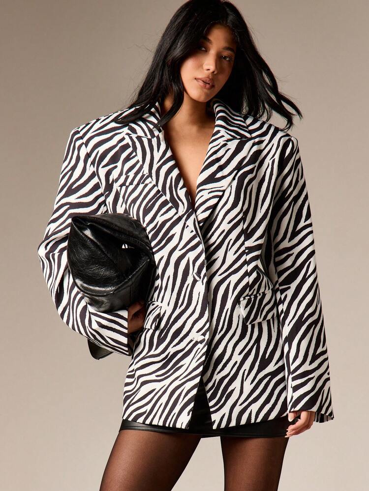 Oversized Zebra Print Blazer