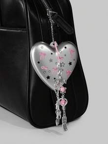 ROMWE Kawaii 1 pieza Juego de peine y espejo plegable con lazo lindo, peine de airbag para volver a la escuela, peine y espejo portátil DIY - Ceniza rosa - Ver 4