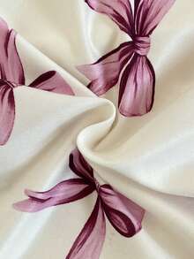 Bộ 2 quần dài rộng rãi in họa tiết nơ dễ thương thời trang thoải mái và mềm mại cho bé gái, đồ mặc nhà - Bụi tím - Xem 3