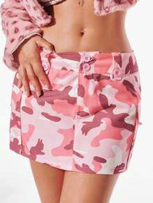 SHEIN Unity Women's Fashion Camouflage Low-Waist Cargo Mini Skirt - Multicolor - View 3
