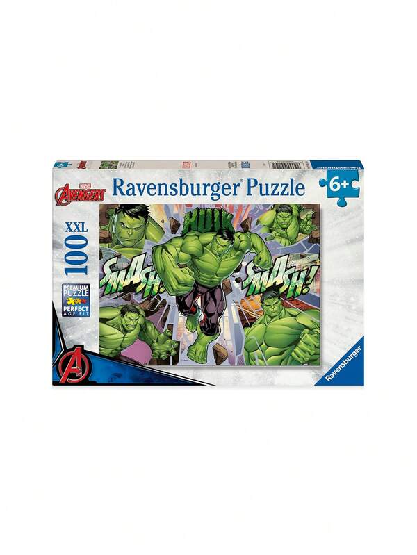 Ravensburger Puzzle Marvel Hulk cu 100 de piese, pentru vârsta de 6 ani și peste, 12004119