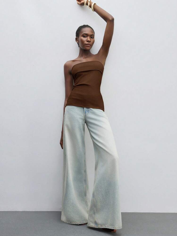 SHEIN Maija Solid Color Side Zipper Tube Top, Modern Elegant Urban Commute Everyday Versatile Romantic Casual 90s Beach, Graduation, Fashion, Minimalist Romantic, Suitable For Wedding Guest, Host, Date, Party, Concert, Stage Performance, Breakfast/Tea, Airport, Multi-Occasion St Patrick's Day Women Easter Summer Easter Women Party Top Beach Summer Holiday Beach Vacation Summer Going Out Graduation