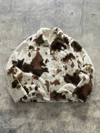 AXEPEAK Plus Size Men's Contrast Color Zipper Collar Casual Fleece Jacket, Autumn/Winter,Fleece