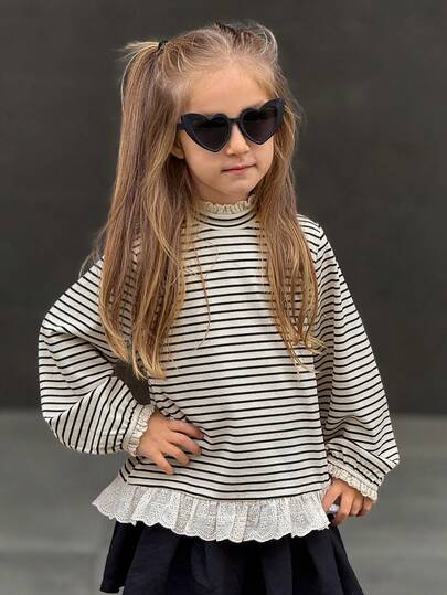 DAZY 女童圆领条纹针织T恤