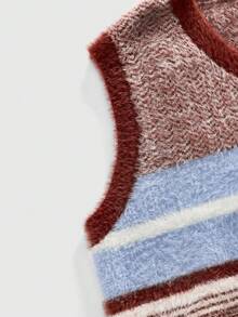 ROMWE MEN Street Life Men's Casual Striped V-Neck Knitted Vest, Autumn/Winter - Multicolor - View 4