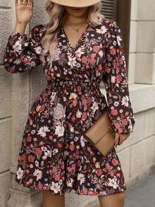 EMERY ROSE New Floral Print Plus Size Women Dress, Western Style, Suitable For Vacation, Casual, Work, And Daily Dates - Multicolor - View 7