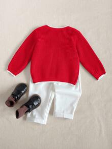 PrepCrw 男婴刺绣贴布圆领毛衣，学院风