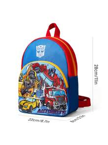 Transformers X SHEIN 1pc Cute Cartoon Character Printed Mini Polyester Backpack, Adjustable Shoulder Strap, 1 External Pocket, Suitable For Teens, Boys And Girls,,Gift Ideas - 藍色 - 查看 7
