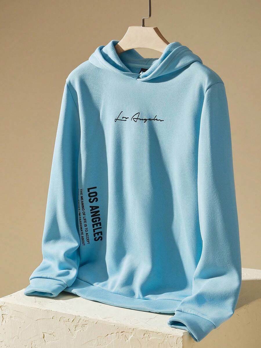 Manfinity BRENVOR Men Letter Graphic Hoodie, For Fall, Winter, Couple Things, Long Sleeve Top