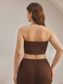 Ocili Plus Size Seamless Comfortable Casual Bralette & Wireless Bra - Khaki - View 4