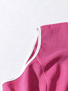 GlowEve 女士优雅撞色饰边紫红色两件套，夏季 - 玫紅色 - 查看 3