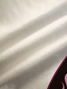 TOM & JERRY X SHEIN 大码休闲拼色字母和卡通图案圆领短袖T恤，夏季 - 白色 - 查看 7