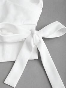 Sweetra Französischer Pendler Lässig Elegant Locker Sitzender V-Ausschnitt Langarm Schleife Pullover Sweatshirt Top, Herbst/Winter - Beige - Übersicht 4