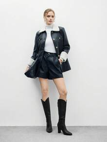 CUCCOO BIZCHIC 黑色高跟长靴，侧拉链，粗跟 - 黑色 - 查看 2