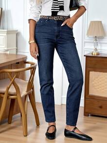 EMERY ROSE Women's Pocket Skinny Casual Versatile Jeans - Dark Wash - View 2