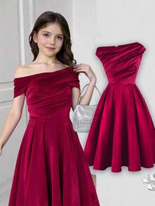 夏季新款韩版时尚简约休闲日常百搭少女连衣裙 - 紅色 - 查看 1