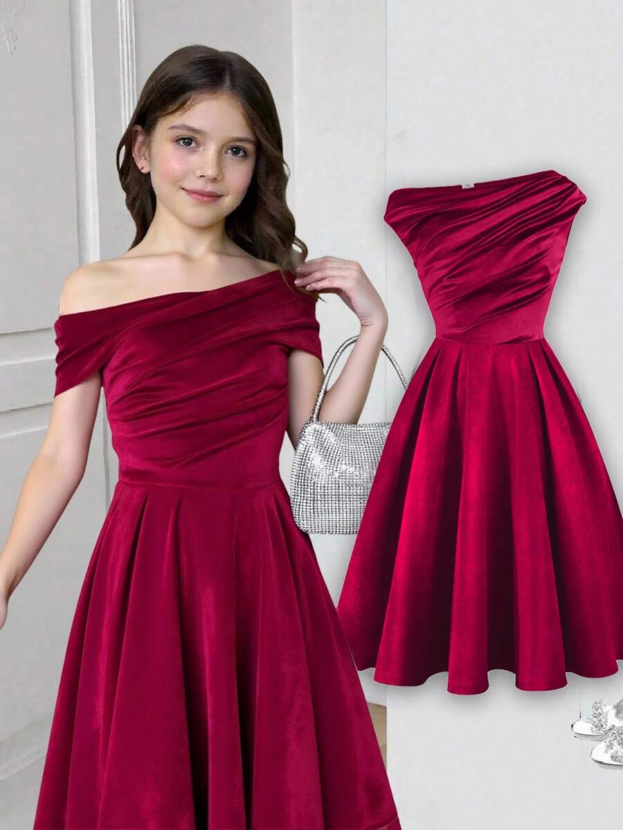 夏季新款韩版时尚简约休闲日常百搭少女连衣裙 - 紅色 - 查看 1